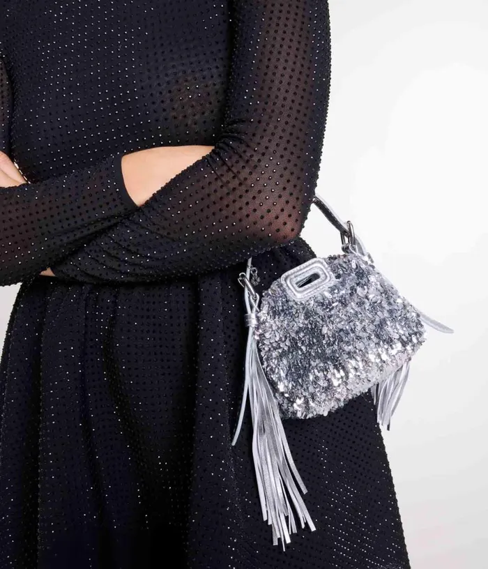 Maje Miss M Nano Bag With Silver Sequins Women Mini Bags