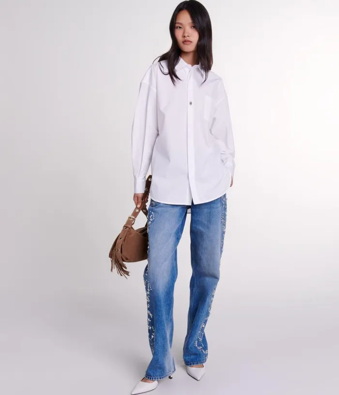 Maje Oversized Poplin Shirt Women Tops and Shirts