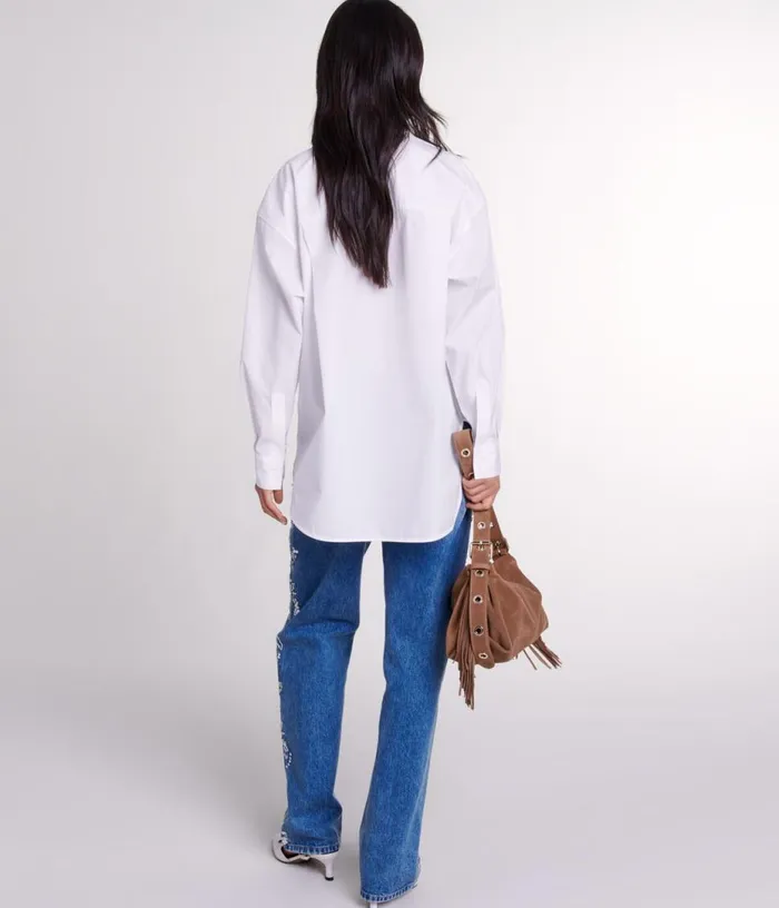 Maje Oversized Poplin Shirt Women Tops and Shirts