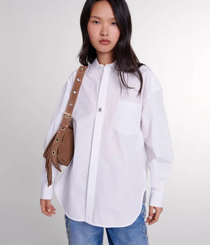 Maje Oversized Poplin Shirt Women Tops and Shirts