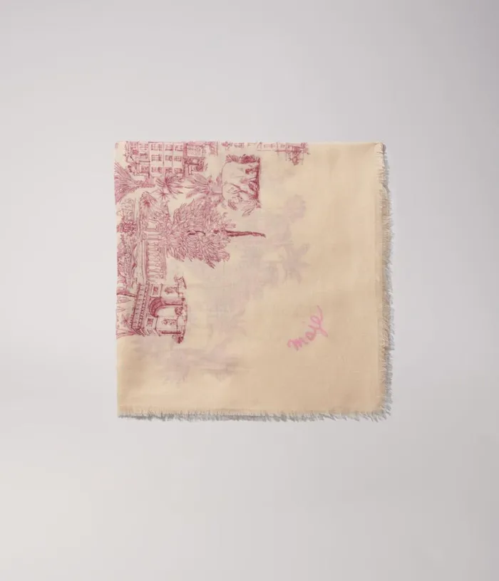 Maje Patterned Cashmere Blend Scarf Women Scarves and Ponchos