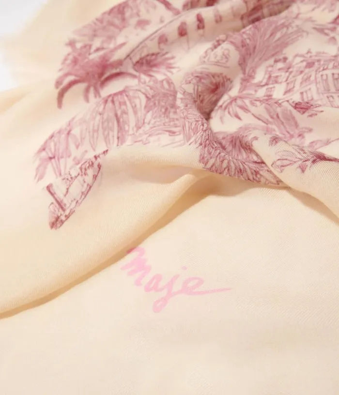 Maje Patterned Cashmere Blend Scarf Women Scarves and Ponchos