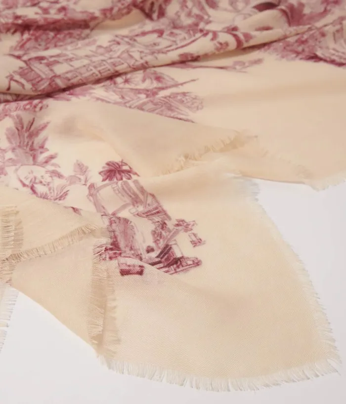 Maje Patterned Cashmere Blend Scarf Women Scarves and Ponchos