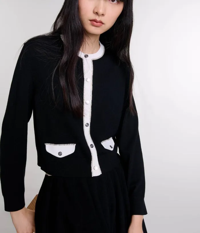 Maje Rhinestone Cardigan Women Sweaters and Cardigans