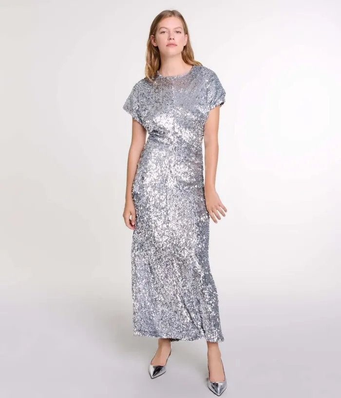 Maje Sequin Maxi Dress Women Dresses