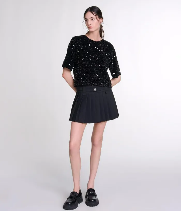 Maje Sequinned Velvet Top Women Tops and Shirts