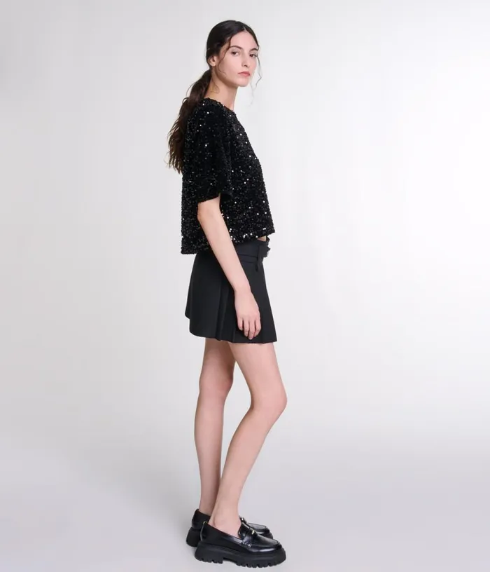 Maje Sequinned Velvet Top Women Tops and Shirts