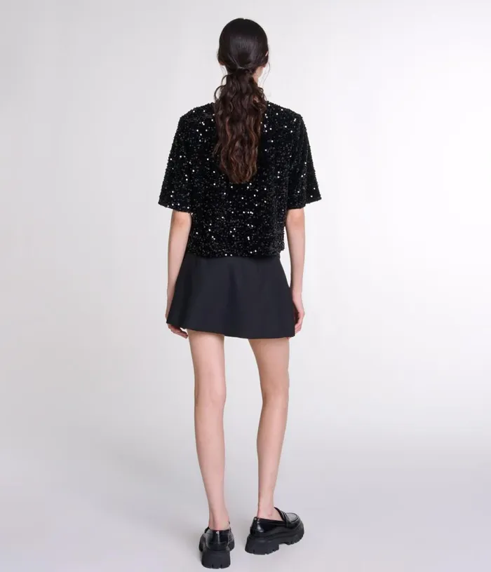 Maje Sequinned Velvet Top Women Tops and Shirts