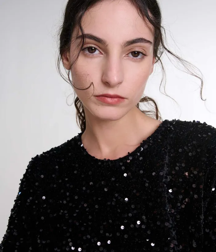 Maje Sequinned Velvet Top Women Tops and Shirts