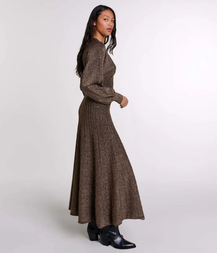 Maje Shiny Knit Maxi Dress Women Dresses