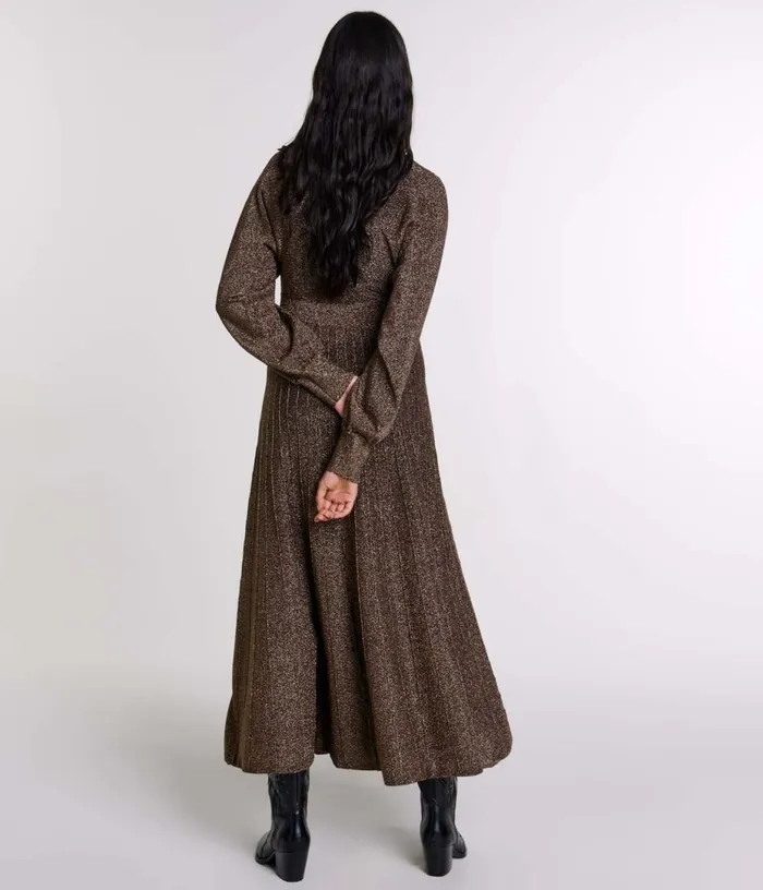 Maje Shiny Knit Maxi Dress Women Dresses