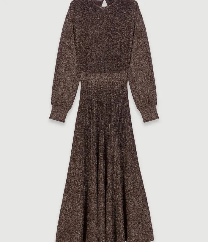 Maje Shiny Knit Maxi Dress Women Dresses