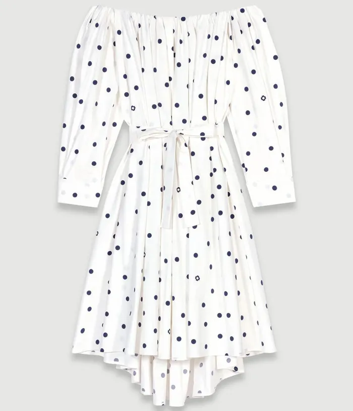 Maje Shirt Dress With Bardot Neckline Women Dresses