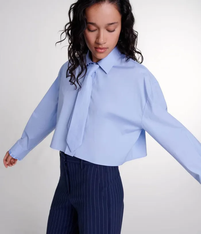 Maje Shirt With Removable Tie Women Tops and Shirts