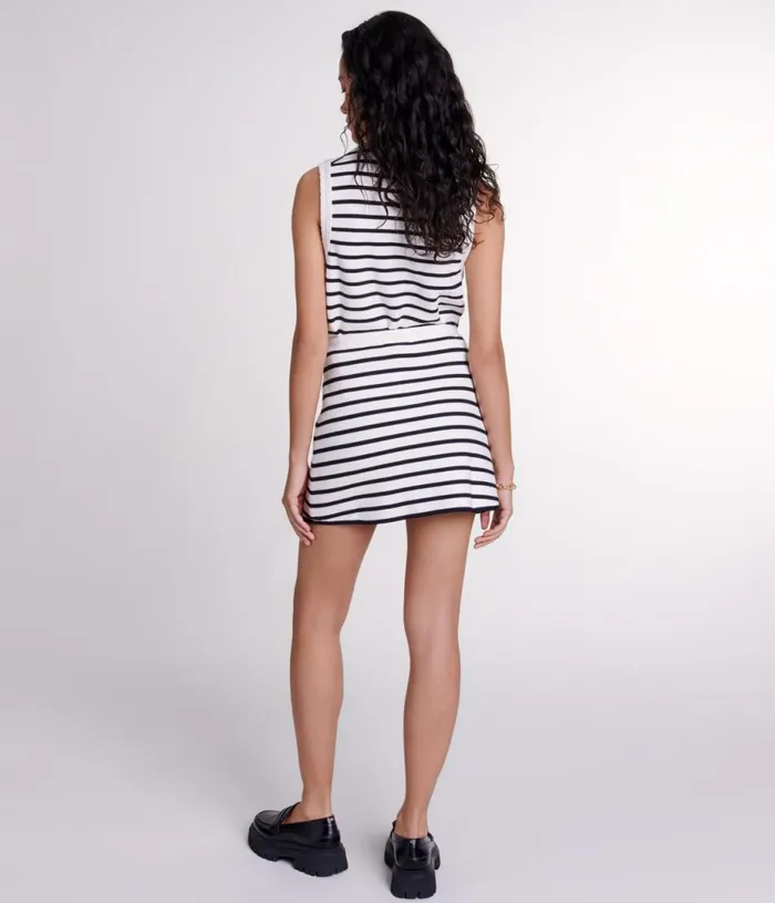 Maje Short Striped Knit Skirt Women Skirts and Shorts