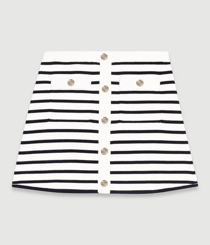Maje Short Striped Knit Skirt Women Skirts and Shorts