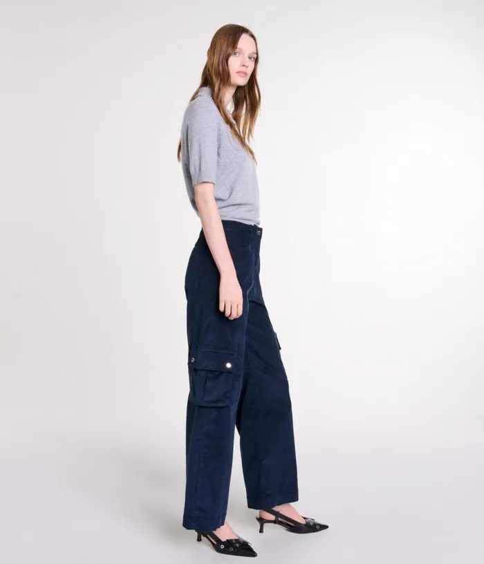 Maje Velour Cargo Trousers Women Pants and Jeans