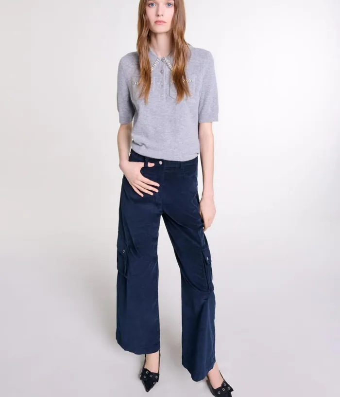 Maje Velour Cargo Trousers Women Pants and Jeans