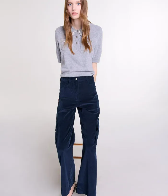 Maje Velour Cargo Trousers Women Pants and Jeans