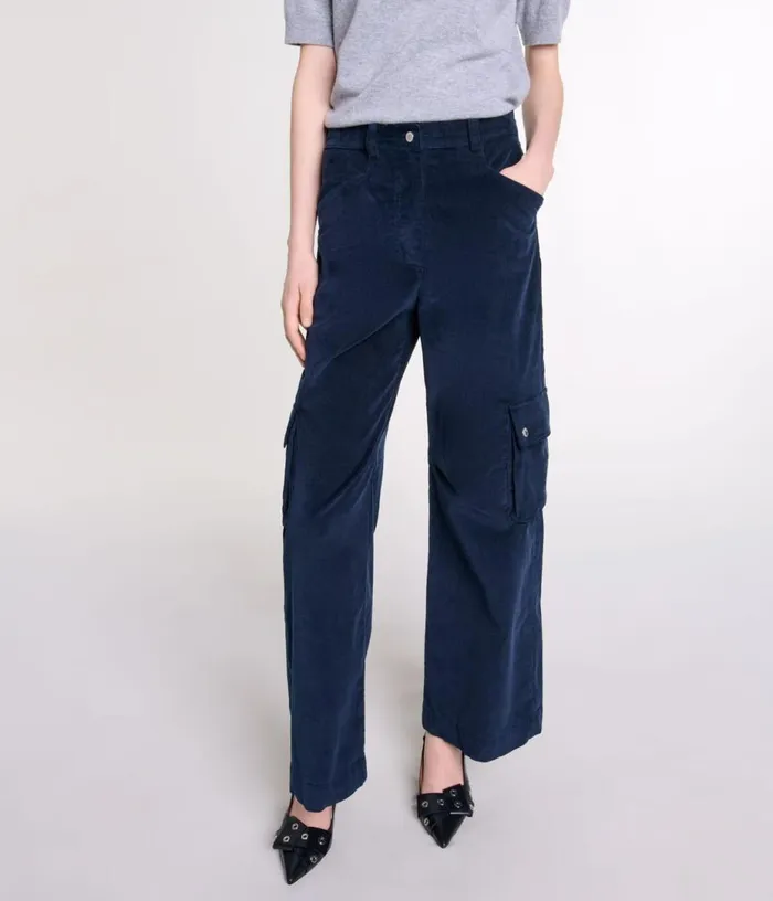 Maje Velour Cargo Trousers Women Pants and Jeans