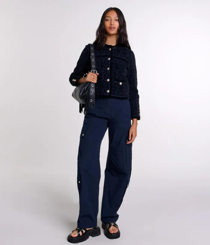Maje Velvet Knit Cardigan Women Sweaters and Cardigans