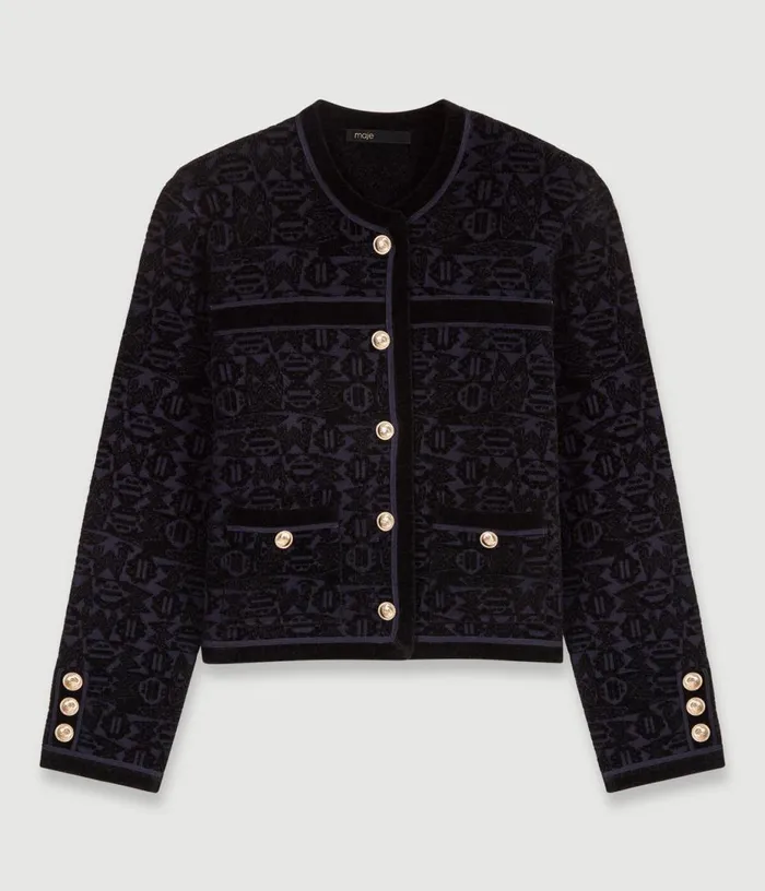 Maje Velvet Knit Cardigan Women Sweaters and Cardigans
