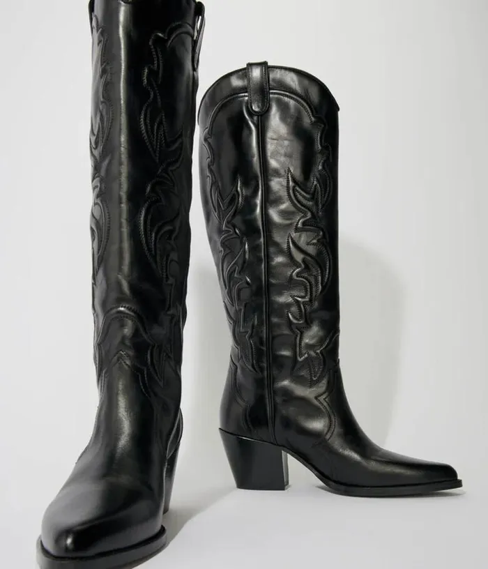 Maje Western Leather Boots Women Booties and Boots