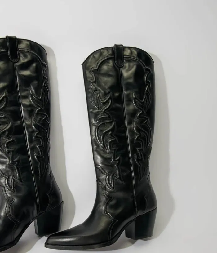 Maje Western Leather Boots Women Booties and Boots