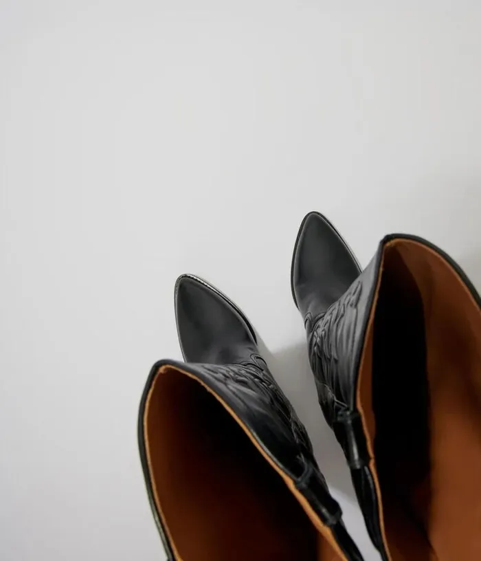 Maje Western Leather Boots Women Booties and Boots