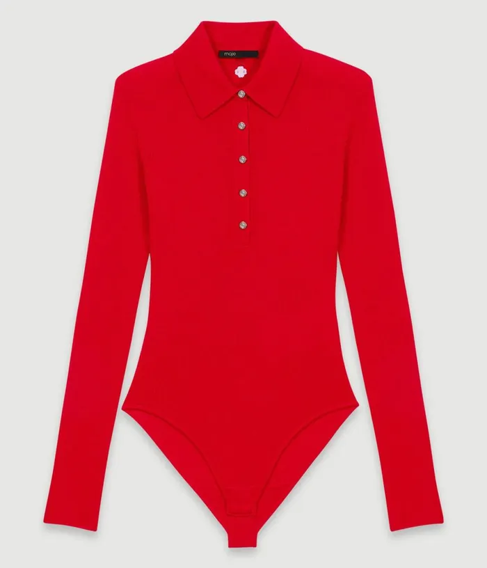 Maje Wool And Silk Bodysuit Women Tops and Shirts