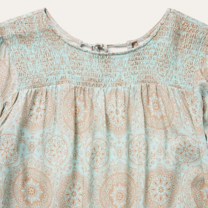 Mandala Print Peasant Blouse Blue Women Stetson Blouses