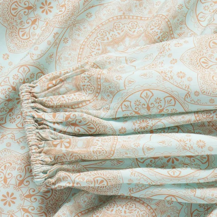 Mandala Print Peasant Blouse Blue Women Stetson Blouses