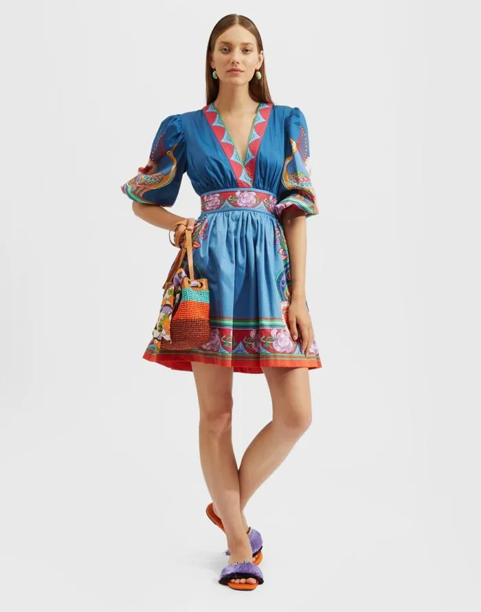 Margherita Dress Placed Taormina Place Navy Women La Double J Dresses Margherita Dress Placed Taormina Place Navy Women La Double J Dresses