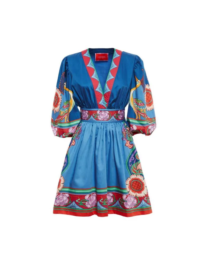 Margherita Dress Placed Taormina Place Navy Women La Double J Dresses Margherita Dress Placed Taormina Place Navy Women La Double J Dresses
