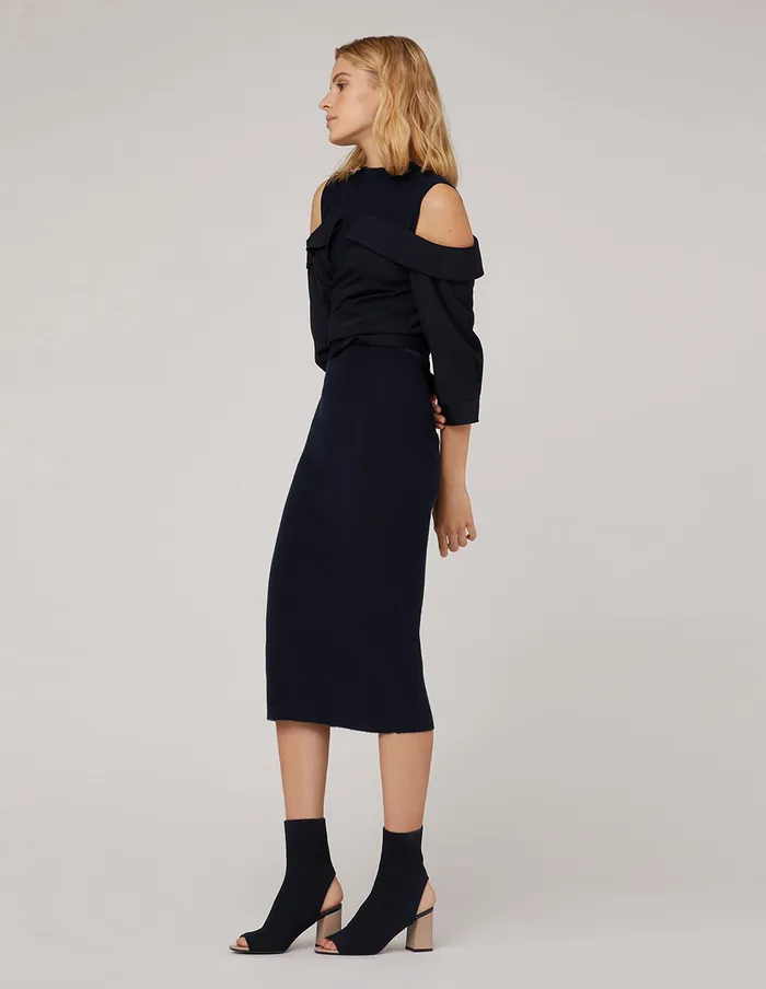 MARYLING Black Dress SEMITURTLENECK KNIT SPLICED WOVEN DRESS Blue 8211 Women MARYLING Black Dress SEMITURTLENECK KNIT SPLICED WOVEN DRESS Blue 8211 Women