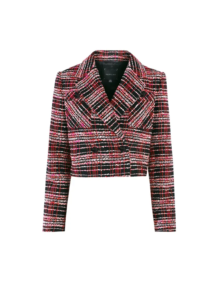 MARYLING Blazers Black And Pink Check Tweed Coat Mix 8211 Women