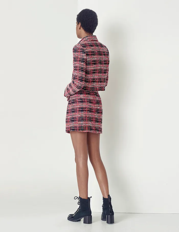 MARYLING Blazers Black And Pink Check Tweed Coat Mix 8211 Women
