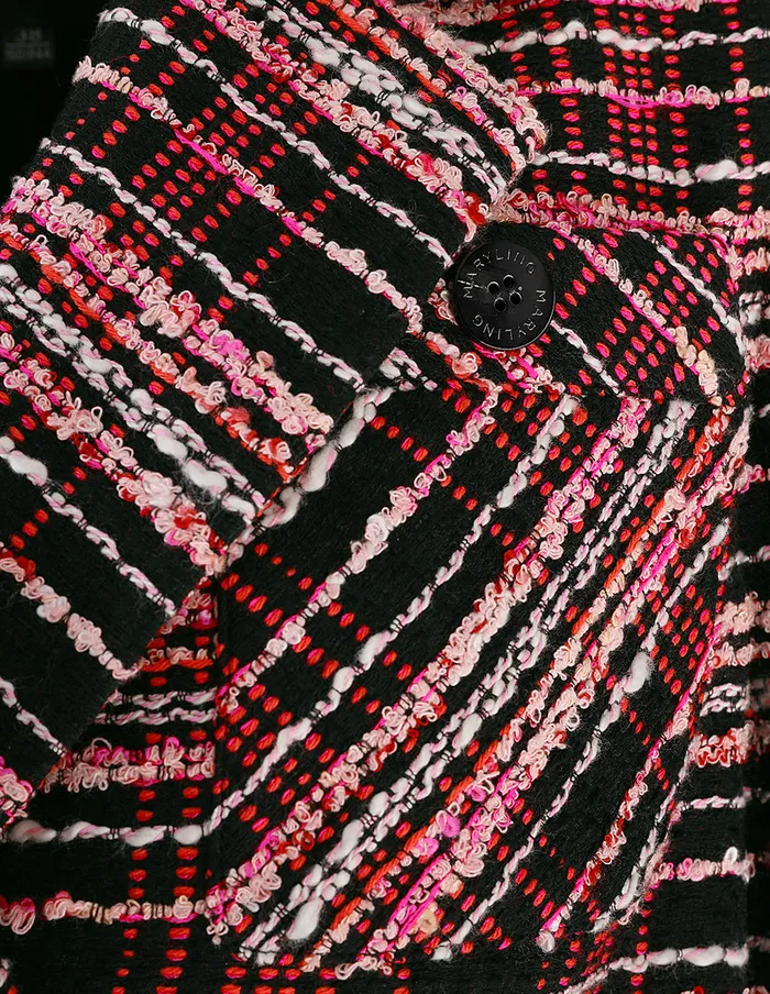MARYLING Blazers Black And Pink Check Tweed Coat Mix 8211 Women