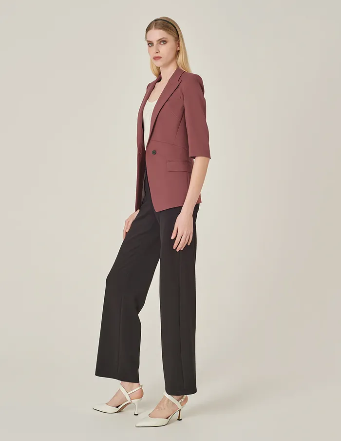 MARYLING Blazers Brick Red Peaked Lapel 34 Sleeve SingleBreasted Blazer Brick Red 8211 Women MARYLING Blazers Brick Red Peaked Lapel 34 Sleeve SingleBreasted Blazer Brick Red 8211 Women