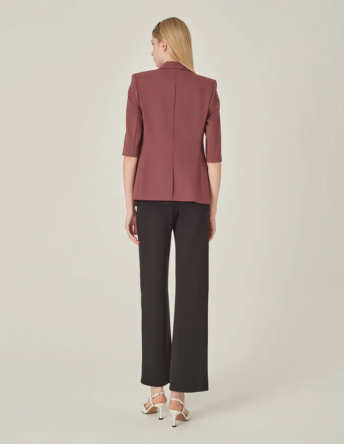 MARYLING Blazers Brick Red Peaked Lapel 34 Sleeve SingleBreasted Blazer Brick Red 8211 Women MARYLING Blazers Brick Red Peaked Lapel 34 Sleeve SingleBreasted Blazer Brick Red 8211 Women