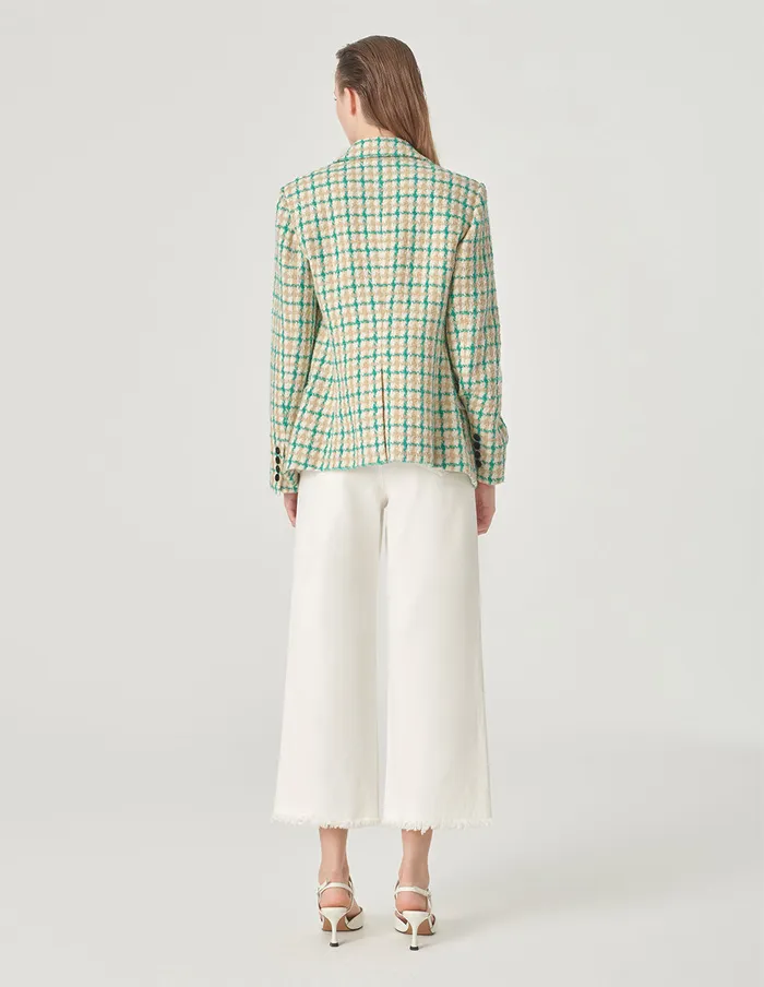 MARYLING Blazers Checked DoubleBreasted Blazer Green 8211 Women MARYLING Blazers Checked DoubleBreasted Blazer Green 8211 Women