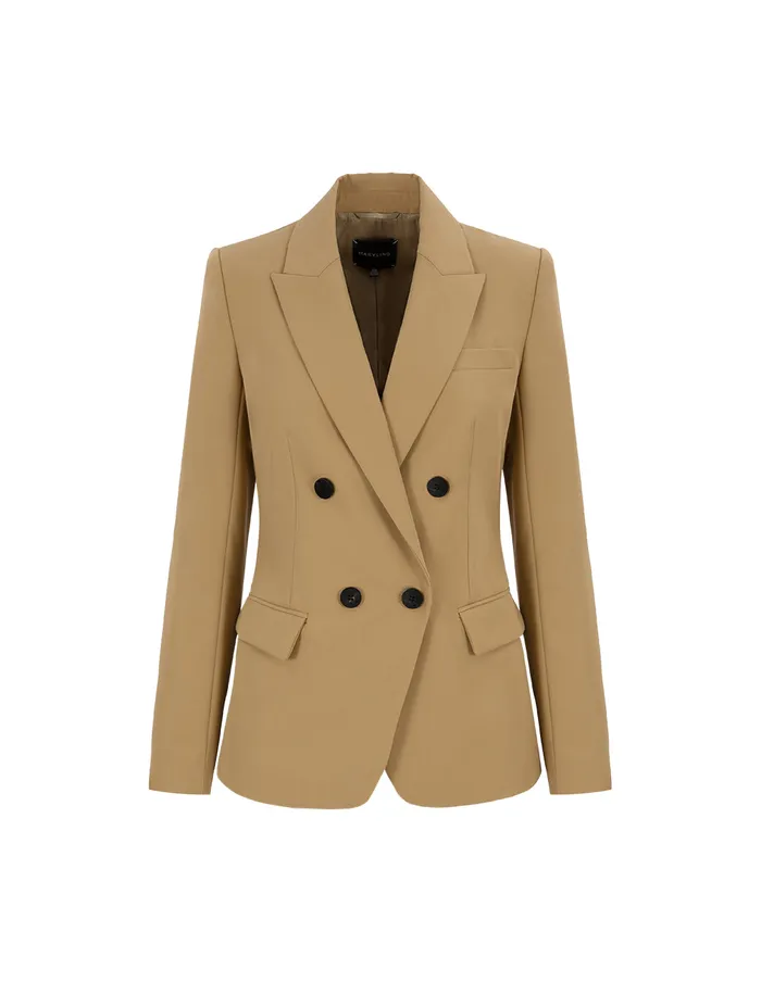 MARYLING Blazers Flip Collar DoubleBreasted Suit Brown 8211 Women MARYLING Blazers Flip Collar DoubleBreasted Suit Brown 8211 Women