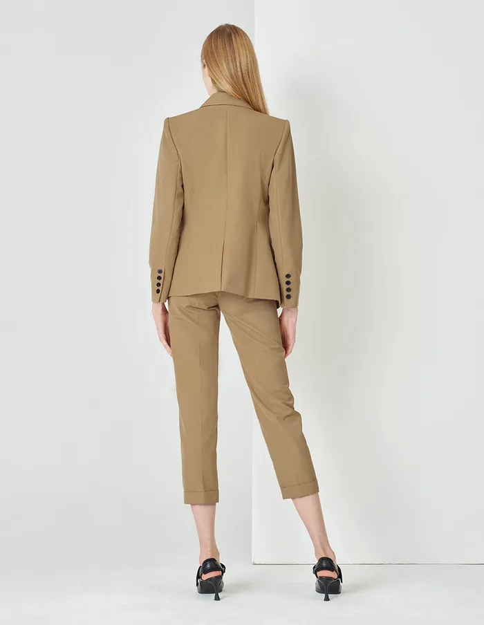 MARYLING Blazers Flip Collar DoubleBreasted Suit Brown 8211 Women MARYLING Blazers Flip Collar DoubleBreasted Suit Brown 8211 Women