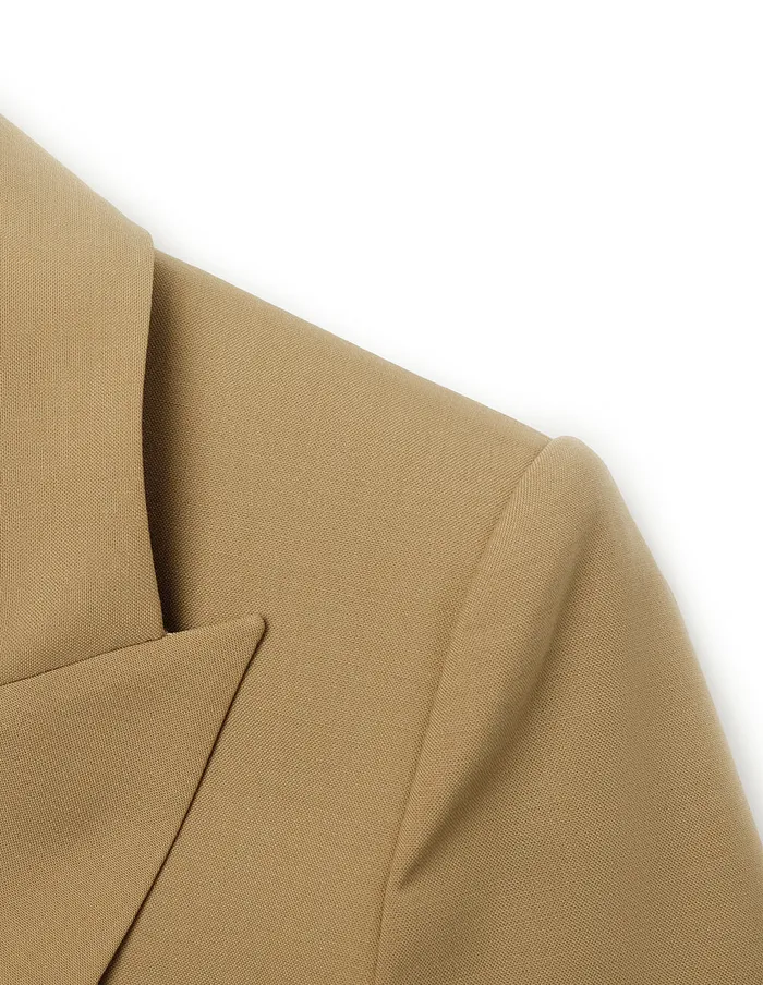 MARYLING Blazers Flip Collar DoubleBreasted Suit Brown 8211 Women MARYLING Blazers Flip Collar DoubleBreasted Suit Brown 8211 Women