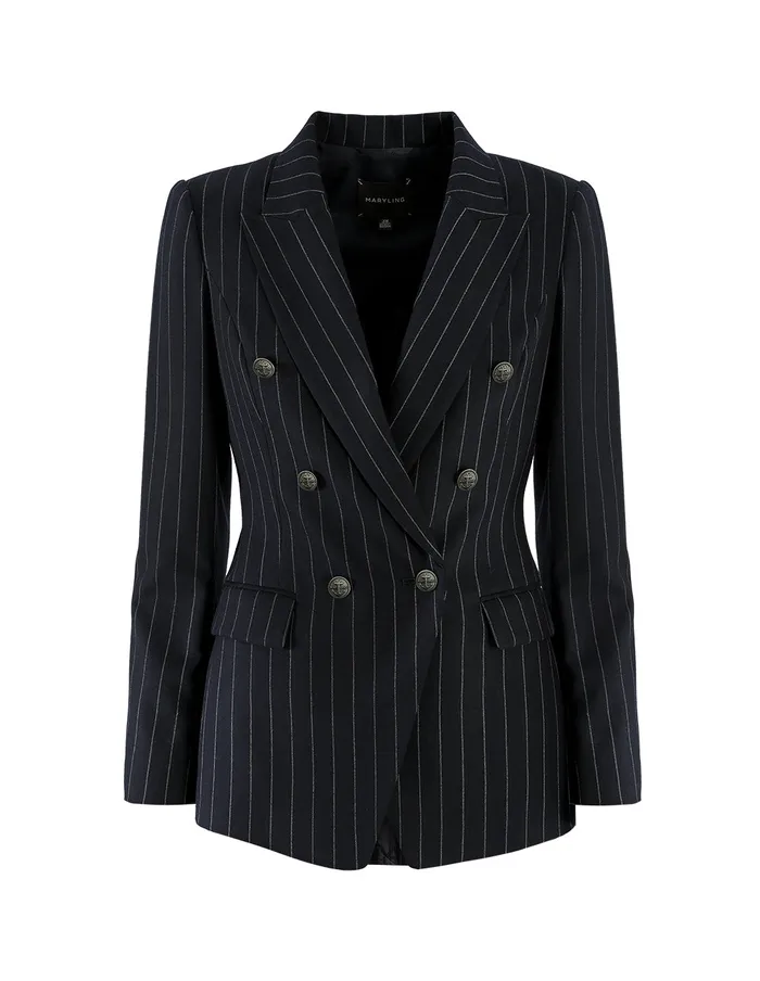 MARYLING Blazers Striped PeakLapel DoubleBreasted Blazer Mix 8211 Women