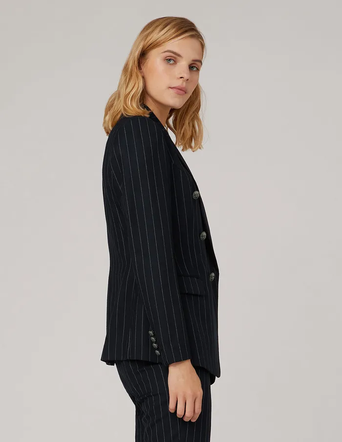 MARYLING Blazers Striped PeakLapel DoubleBreasted Blazer Mix 8211 Women
