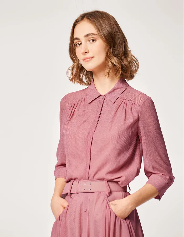 MARYLING Blouse HOUNDSTOOTH CHECKS SHIRT Indian Red 8211 Women