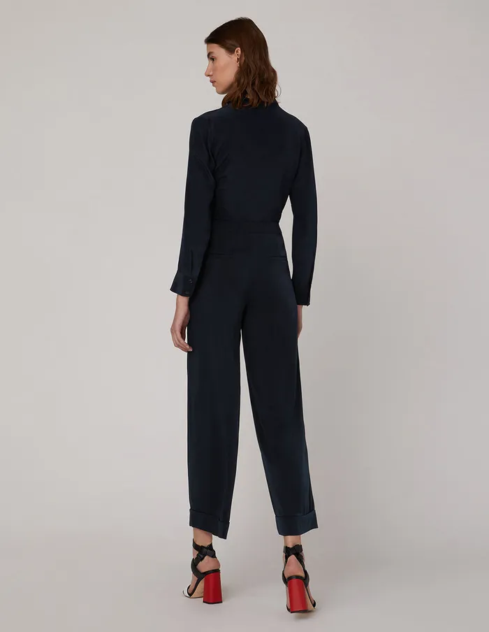MARYLING Blouse Pleated Vneck Long Sleeved Tops Blue 8211 Women MARYLING Blouse Pleated Vneck Long Sleeved Tops Blue 8211 Women