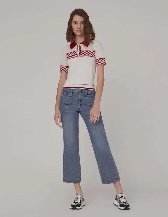 MARYLING Blouse Point Collar Buttoned Knitted Top Mix 8211 Women MARYLING Blouse Point Collar Buttoned Knitted Top Mix 8211 Women