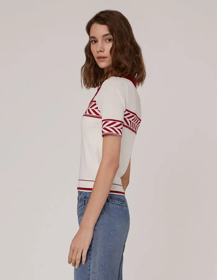 MARYLING Blouse Point Collar Buttoned Knitted Top Mix 8211 Women MARYLING Blouse Point Collar Buttoned Knitted Top Mix 8211 Women